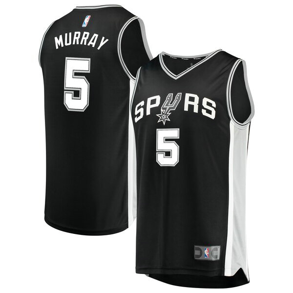 Maillot San Antonio Spurs Homme Dejounte Murray 5 Icon Edition Noir